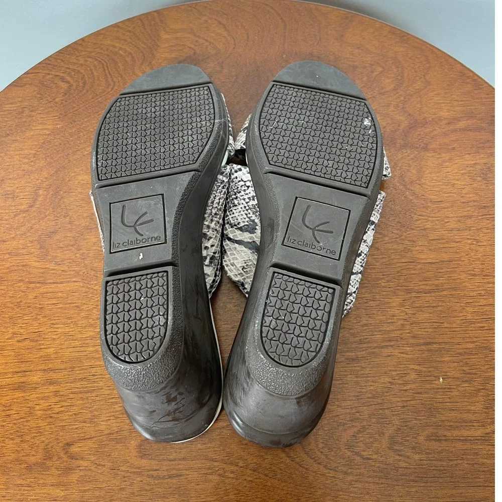 Liz Claiborne Francesca Leather Wedge Slide Sandals in Snakeskin Size 7